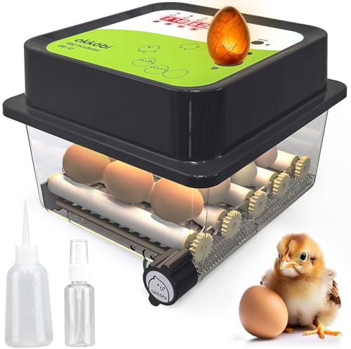 Brutautomat Vollautomatisch 12 Eier - Ideal alle Altersgruppen | Brutkasten Hühner Eierwende und Feuchtigkeitskontrolle - Integrierte Eierschale + 5 Jahre Schutz - Okköbi OBI-12