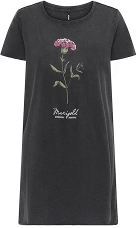 ONLY Damen Onllucy Life Dress S/S JRS Noos T-Shirt-Kleid, Black, S