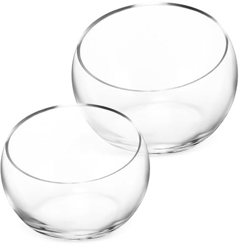 CAXUSD 2stücke Glaspflanzgefäße Glasfischglas Blumentöpfe Sukkulenten-übertopf Runde Blumenvase Durchsichtige Glasvase Hydrokulturpflanzgefäß Kleine Glasblumentöpfe