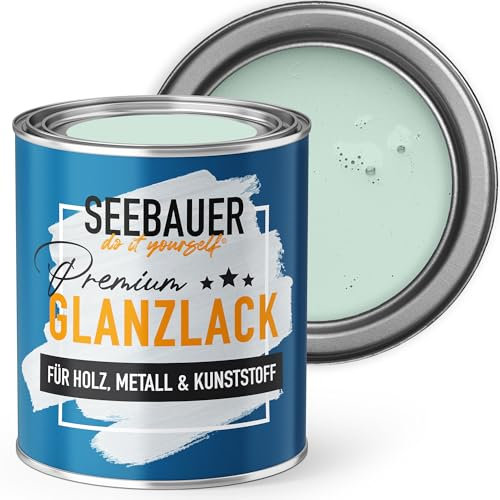 SEEBAUER diy Glanzlack Türkis 750ml für Innen & Außen (No. 777 Indian Sea) Möbelfarbe ohne Schleifen - Hybrid-Lack für Holz, Metall & Kunststoff - Holzlack, Möbellack hohe Deckkraft