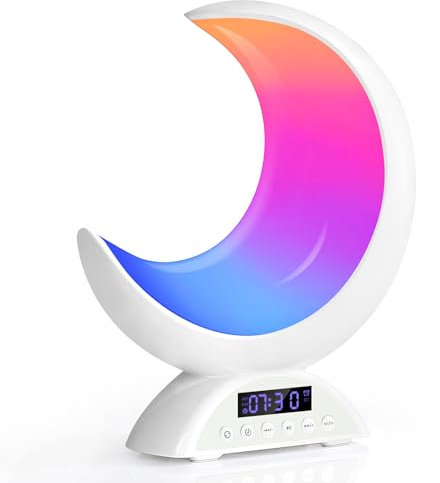 Lampe de Chevet Tactile, Veilleuse Haut Parleur, Réveil Sonnerie Musicale, 20 Couleurs de Lumière, USB Lampe de Chevet Intensité Variable pour Chambre, Salon