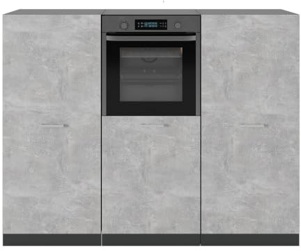 Vicco Küchenblock R-Line, Beton/Anthrazit, 180 cm | 3 Module · Höhenverstellbare Füße · Ohne Arbeitsplatte · Robuste Fronten · Mit Backofenschrank · Frei kombinierbar