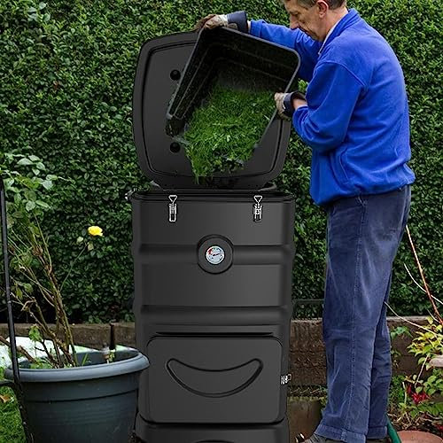 Compostador Térmico De 29 Galones, Impermeable, For Exteriores, con Indicador De Temperatura, Resistente, For Jardín, con Recolección Rápida De Compostaje Líquido.