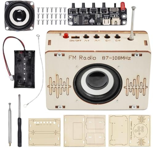 Radio Bausatz, Holzbausatz Kinder DIY Radio, Elektronik Baukasten Holz Experimente Wissenschaft, Lackierbares Spielzeug Geschenke für Kinder ab 8-12 Jahre