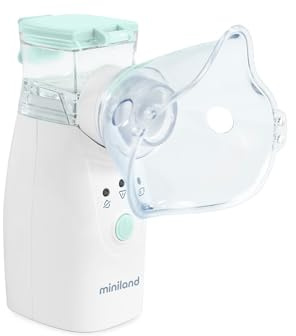 Miniland – Tragbarer Baby-Vernebler Nebuclean, Wiederaufladbare Batterie, Leiser Vernebler für Erwachsene und Kinder, Für Zuhause und Unterwegs, Inklusive Masken und Tragetasche