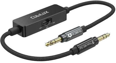 Cubilux 3,5 mm TRS Line to Microphone Attenuator Cable con regolazione del livello a 3 livelli, 10 dB, 20 dB, 30 dB, adattatore audio stereo per fotocamera DSLR, videocamera, mixer DAC 30 cm