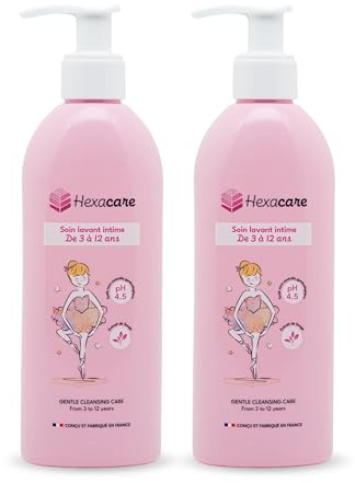 Hexacare – Gel Lavant Intime Petite Fille 200ml | Savon Intime Doux pour Enfant de 3 à 12 ans | Nettoyant Intime Quotidienne | pH 4.5 | Sauge, Aloferm® & Acide Lactique | Fabriqué en France (Lot de 2)