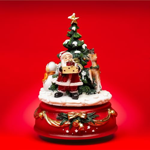 SIKORA Musik Spieldose Weihnachtsdeko Spieluhr Weihnachtsmann Mir Rentier - SD11