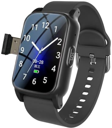 VCYEX Bracelet Alarme Personne Agee, Détection De Chute Montre Connectée, Montre Traceur GPS Appel Vocal HD Et Étanche, Montre Connectée Petit PoignetBlack,1.25 * 0.57 * 2.22inch