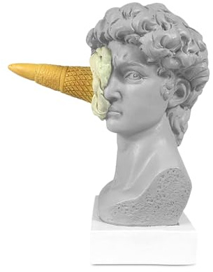 Busto de arte renacentista – Modelo David contemporáneo, escultura de cabeza clásica, figura de hielo estructurada | Decoración única para el diseño de interiores, hogar, pasillo, sala de estar