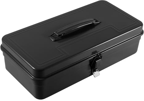 Sutowe Tragbare Werkzeugkiste 36 x 19 x 11,5 cm Eisen-Werkzeugaufbewahrung Werkzeugkiste mit Satteldach, Verschluss und Griff für Haushalt, Werkstatt und Auto(schwarz,1)