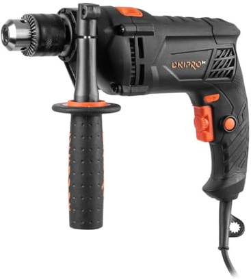 Dnipro-M Taladro Percutor 1200W, 0–2800 rpm, Portabrocas con Llave 13 mm, Función Impacto, Caja de Aluminio, para Metal, Madera y Hormigón. HD-120