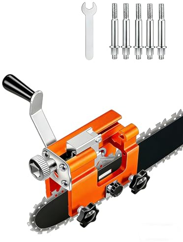 Affuteur Chaine Tronçonneuse, Affûteuse de Chaîne de Tronçonneuse Portable à Manivelle avec 5 Tête de Meulage, Outil dAffûtage pour Tronçonneuse Bûcheron et Jardinier