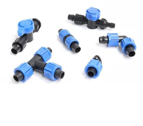 Kit de connecteurs d'irrigation goutte à goutte, accessoires d'arrosage de jardin, robinets à trois voies et robinets à boisseau sphérique pour pelouse et systèmes d'irrigation agricole (23 pièces)