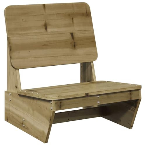 QJBSAVVA Gartenstuhl 60x64x70,5 cm aus massivem Kiefernholz imprägniert - Rustikaler Holzsessel für Garten Terrasse und Balkon - Stabiler Outdoor Einzelsessel mit Rückenlehne