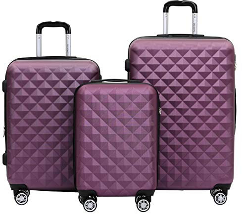 BEIBYE Kofferset 4 Zwillingsrollen Hartschale Trolley Koffer Reisekoffer Reisekofferset Gepäckset in 12 Farben (Lila)