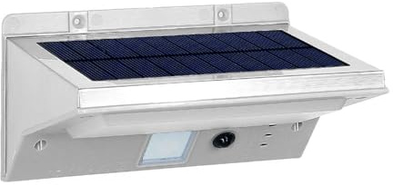 LUMISKY / LUMIJARDIN Projecteur solaire applique mural inox éclairage puissant LED blanc DERBY H16cm avec détecteur de mouvement 3 modes