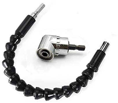 Estmoon Flexible Schaft Bits Bohrer Verlängerung und 105° Winkelschrauber Vorsatz Adapter mit 1/4-Zoll Schnellwechsel und Magnetischen Bit Halter (winkelschrauber)