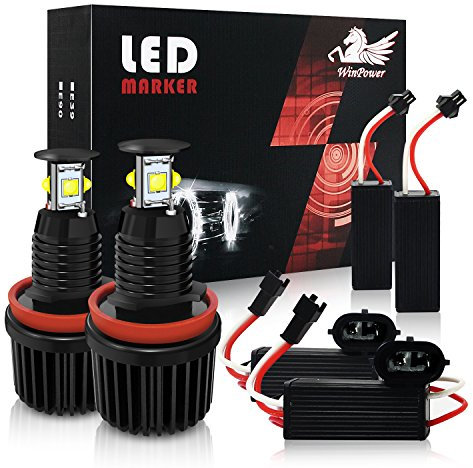 WinPower H8 40W LED Faros Angel Eyes para coche CanBus No hay error Auto Bombillas Luces de posición Ojos de Angel 6000K Xenon Blanco, 2 Piezas