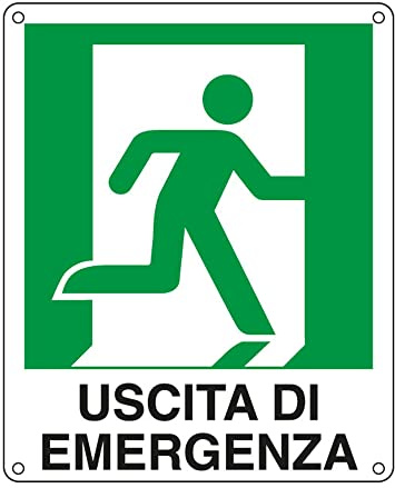 CARTELLO ALLUMINIO 25x31cm 'USCITA DI EMERGENZA A DX' CARTELLI SEGNALATORI