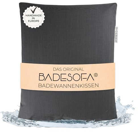 BADESOFA® Badewannenkissen S | Premium-Qualität, Schnelltrocknend | Bequemes Badewannen-Kissen in Anthrazit | Made in EU | Bade-Polster, passt in Jede Badewanne