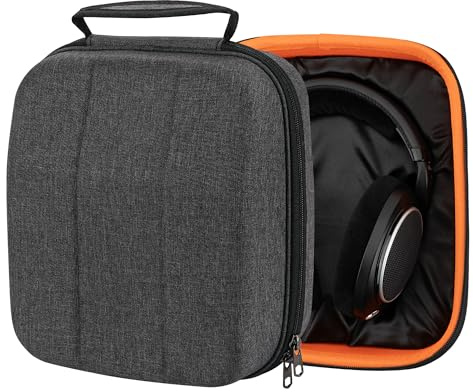 Geekria Shield Case for Large-Sized Over-Ear Headphones, Replacement Hard Shell Travel Carrying Bag with Cable Storage, Compatible with Sennheiser HD 560S, HD 599 SE, HD 660 S (Dark Grey)
