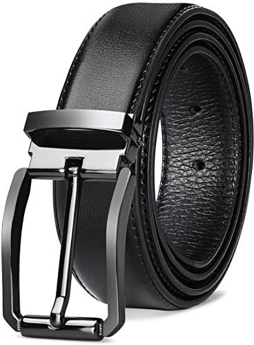 NEWHEY Ceinture Homme Cuir Jeans Réglable Ceinture en Cuir pour Hommes 32mm de Larges 125cm Noir