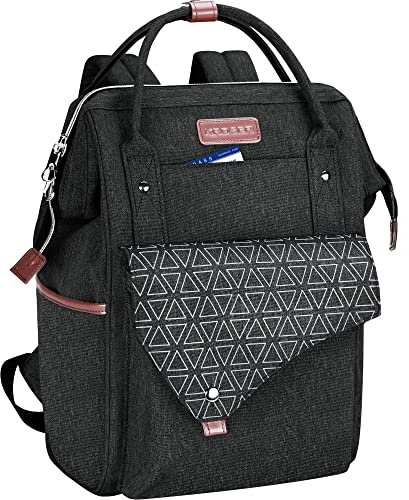 KROSER Rucksack Damen für Schule Laptop Rucksack 15,6 Zoll Schulrucksack Daypack wasserdichte für Universität/Reisen/Business/Arbeit Frauen/Männer, Schwarz