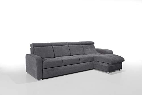 Robin Inspire Bristol Ecksofa mit Schlaffunktion Bettkasten Verstellbare Kopfstützen Sofa L-Form Schlafsofa Freistehende Eckcouch Schlafcouch Wohnzimmermöbel Wohnlandschaft Rechts (Anthracite)