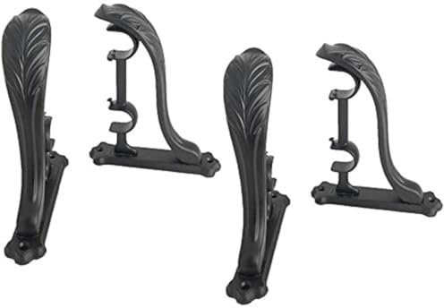 TEJATAN - Soportes para barra de cortina doble diseño vintage (juego de 4 (2 pares), color negro