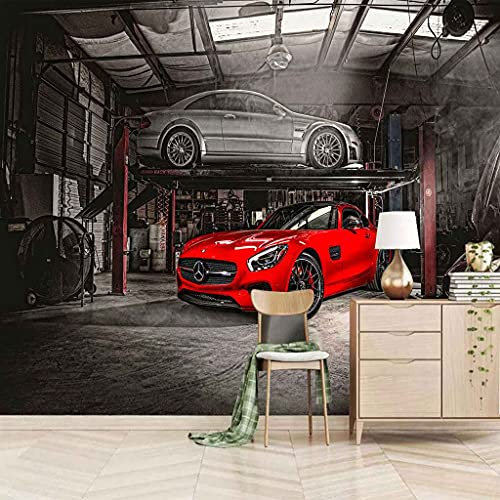 FVGKYS Wandbilder Schlafzimmer Erwachsene Kinder Tapete Plakate 3D Rotes Auto Selbstklebend Wandgemälde Wandtattoo Kunst Dekoration Für Wohnzimmer Küche Wanddekoration 350x256cm