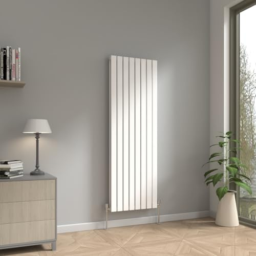 NRG 1600 x 544mm Vertical Radiator Gloss White Double Flat Panel | Mild Steel, Central Heating Heater, Tall Radiator, Wall Mounted, Designer Radiator, for Kitchen, Bathroom