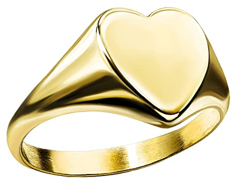 Mianova Damen Herz Ring Siegelring vergoldet Edelstahl modern zeitlos stylisch Gold