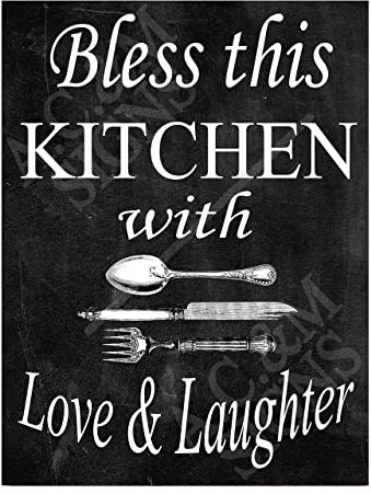 Bless This Kitchen Sign Metal Plaque For Kitchen Home Bar Pub Man Cave Shed Garden Food Sign Home Decor Ref2252 (8x6 inches (Approx) 20cmx15cm)