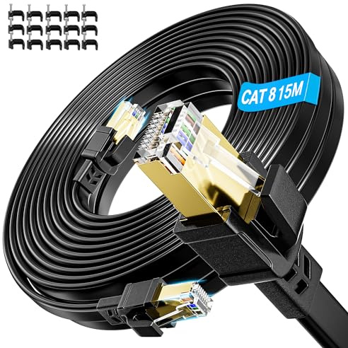 Soibke Cable Ethernet Cable de Red LAN RJ45 – 15 Metros | 10Gbps, velocidad máxima de Fibra óptica, para Redes Gigabit, Switches, Routers, Modems, Negro