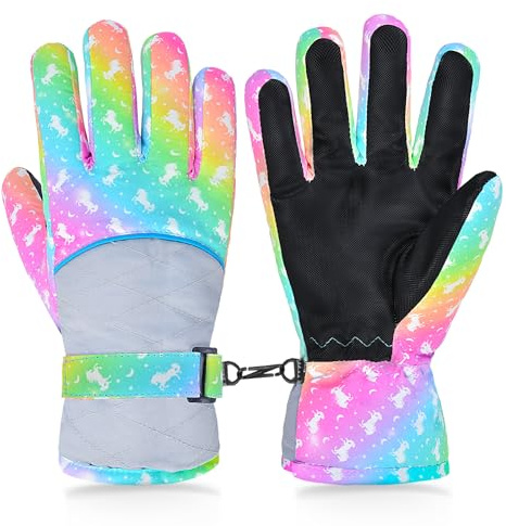 PAMAID Kids Gloves Winter Snow Waterproof Ski Gloves for Girls Toddler Outdoor Windproof