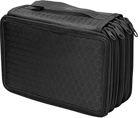 Hapivida Federmäppchen mit großer Kapazität, 72 Löcher 4-lagig Skizzenkunst Bleistiftbeutel mit Mehreren Fächern tragbar Zeichenstift Organizer Tasche Studentenbedarf (Schwarz)