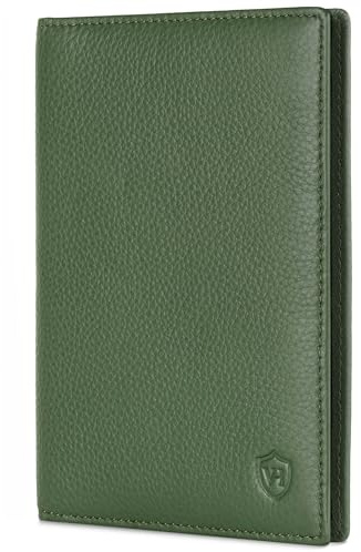 VON HEESEN® Reisepasshülle Leder Etui mit RFID-Schutz - Passhülle Passport Reisepass Mappe Hülle Organizer - Reiseorganizer für Damen & Herren (Grün)