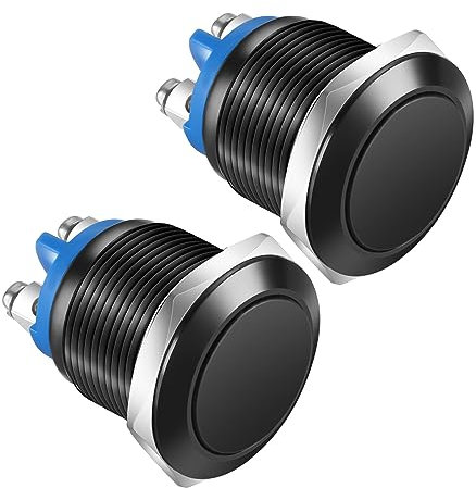 Gebildet 2pcs 16MM Interruttore a Pulsante Momentaneo IP65 Guscio in lega di Alluminio Impermeabile 3A/12V 24V 36 DC 110V 250VAC 1NO SPST Terminale a vite (guscio nero)