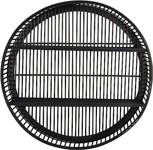 habeig 60 cm rundes Bambus Wandregal Regal Bücherregal Outdoor Gartenregal Blumenregal (Schwarz)