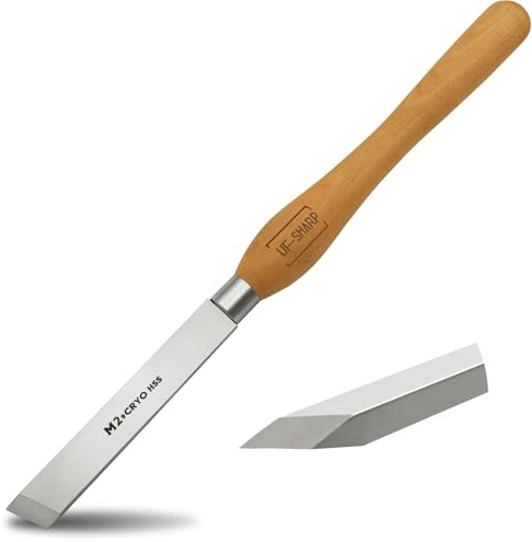 UF-SHARP Ciseau biche de 2,5 cm, outils de tournage en bois M2 Cryo en acier rapide avec manche en bois de hêtre