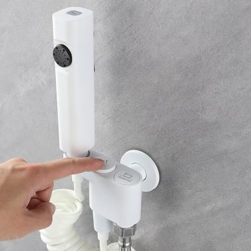 XJTNLB Handheld Bidet Sprayer for Toilet 2 Modes Toilet Douche Spray Kit Wall Mounted Cold Water Tap Jet Spray for Toilet Portable,White