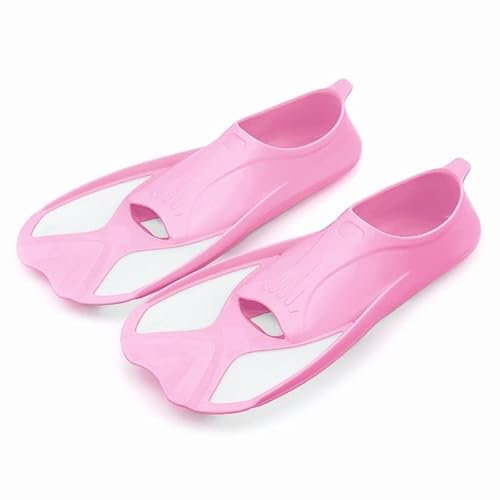 Schwimmflossen Kurze leichte Schwimmflossen, Schnorchel-Fußflossen, Tauchflossen, Anfänger-Schwimmausrüstung, tragbar (Color : Pink, Size : 32-33)