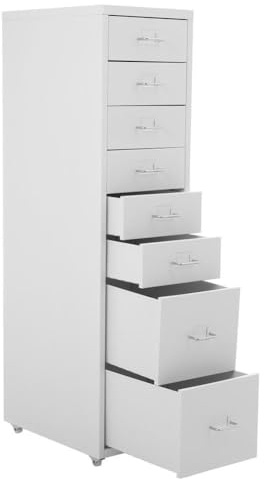 BTGGG Mobile Filing Cabinet with 8 Drawers, Under Desk Rolling File Cabinet Organizer, Metal Document Storage Cupboard with Wheels Office Filing Cabinet Drawer for Home Office Furniture,White