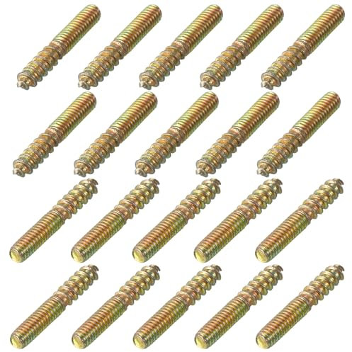 uxcell M4 Hanger Bolts Length 1(25mm) Double Headed Bolts Self-Tapping Screw 4mm Wood Joint Furniture Legs 100pcs