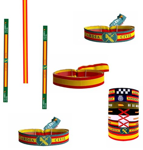 Armband der Nationalpolizei, Zivilgarde, lokales Kreuz, Burgunderrot, Militär, 3 Stück, Spanien, Stoff, bestickt, Unisex, 35cm x 1,5cm, Nylon, Kein Edelstein