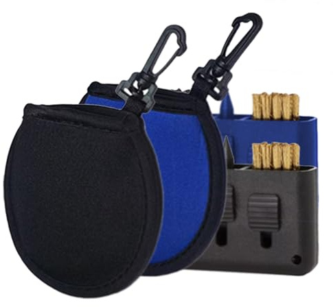 BSITSSS 2 Stück Golfbälle Reiniger Tasche, Tragbare Golfball Tasche mit Schnalle, Praktischer Golf Zubehör Golfbags Kleine Golftasche Reinigungstasche mit 2 Stück Golfschläger-Bürsten