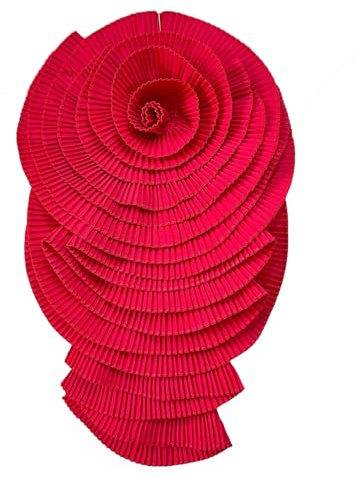 NIHENHAO Broche de flor grande plisada de moda con diseño exagerado para mujer, alfiler de solapa para pecho, ornamento para vestido y camisa - Rojo