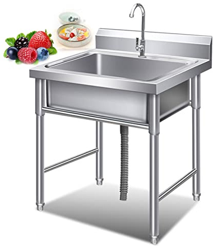 Fregadero de Exterior para Catering Mejorado, Fregadero Independiente, Fregadero de Acero Inoxidable 304, Fregadero Comercial, Unidad de un Solo tazón, Fregadero de Servicio Independiente, p