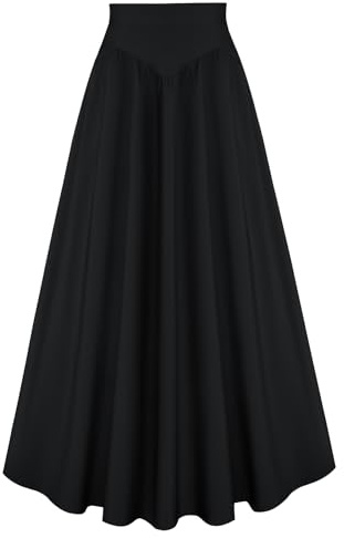 Scarlett darkess kvinnor viktoriansk maxikjol vintage elastisk hög midja medelhög midja kjol, Svart, XXL